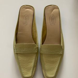 Talbots shoe open back 6 1/2 olive green small heal